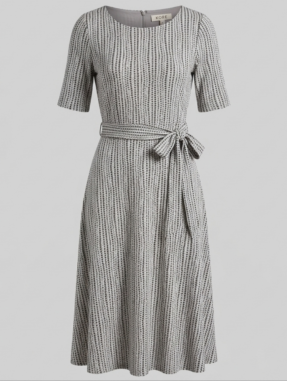 Vintage Kasper Boho Grey Polka Dot Festival Prairie Belted Maxi Dress Sz 8
